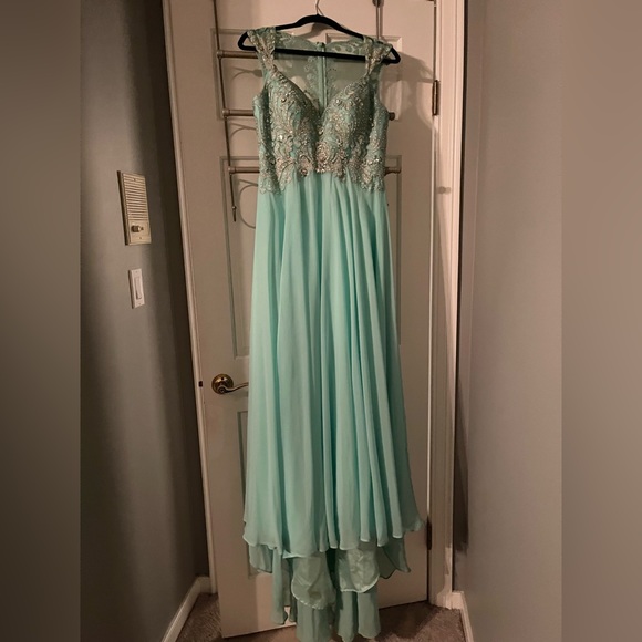 Tiffany Design Turquoise Prom Dress- Beautiful Details - Picture 1 of 9